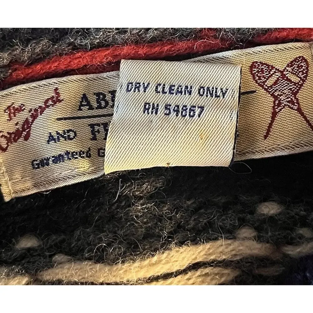 Abercrombie & Fitch Women's Large 100 Wool Nordic Sweater Y2K Fair Isle Vintage